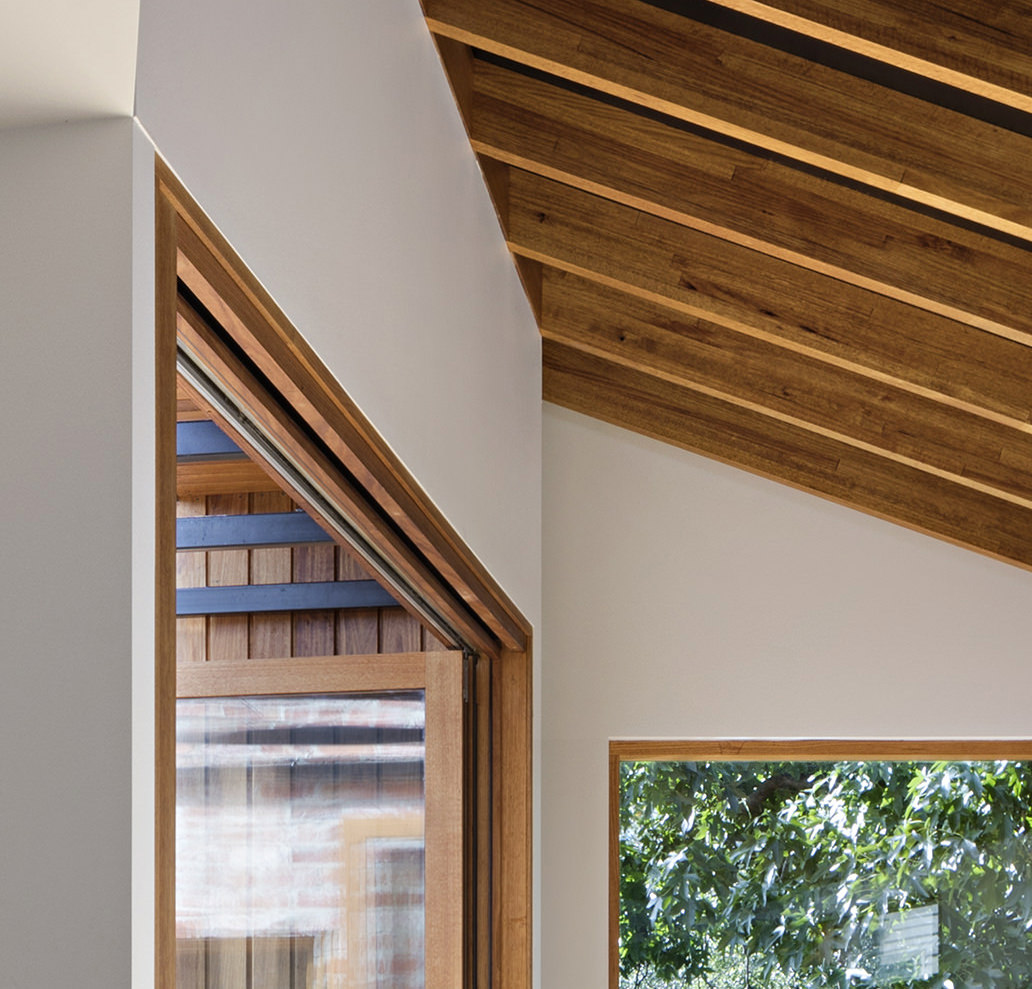 Detail of timber framed doors and windows at MRTN Architects Rathmines House