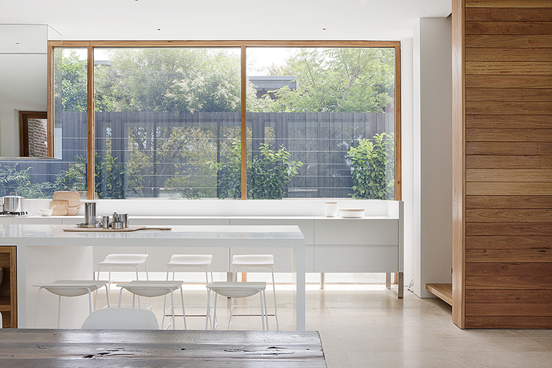 Timber kitchen window at Rob Mills Architecture & Interiors' Kew Residence
